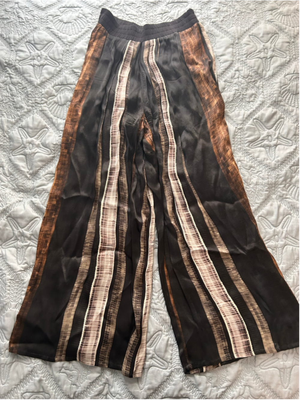 Blank London Birchstripe Wide Leg Pants Black Brown Striped Size S
